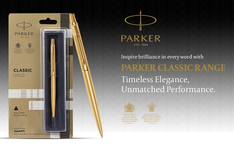 parker classic gold trim ball pen | blue ink | ballpoint pen for smooth writing | iconic parker craftsmanship | premium gifting choice