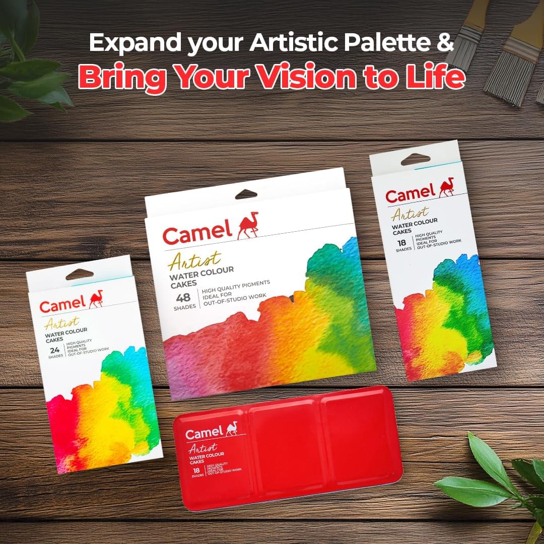 camel artist water colour cakes 24 assorted shades | rich pigments & vibrant colors | ideal for artists & hobbyists